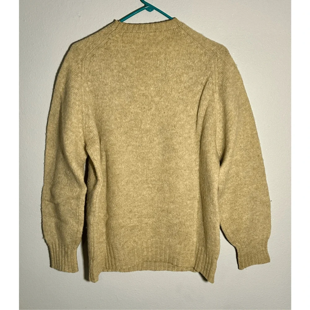 Vintage Trident 100% Shetland Wool Tan Teal Purple Argyle Scotland Sz XL